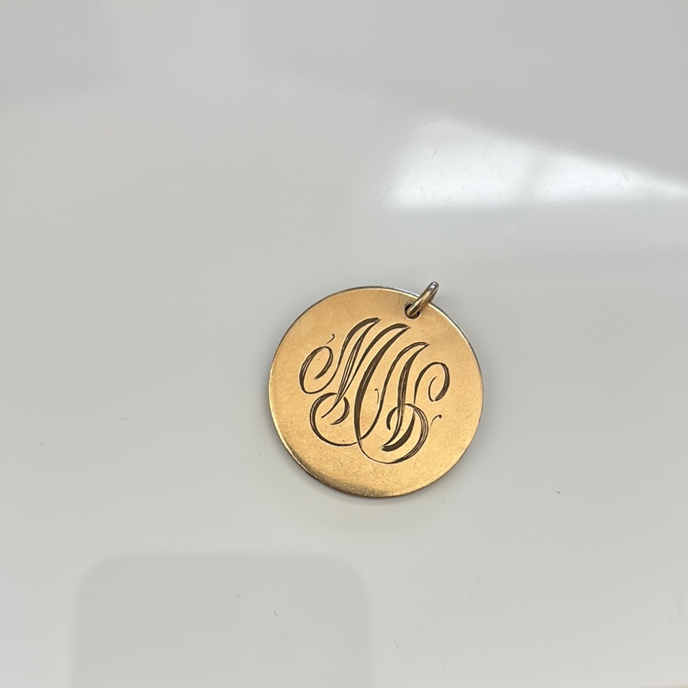 Vintage 12K Gold Filled Circle Pendant Monogram MN